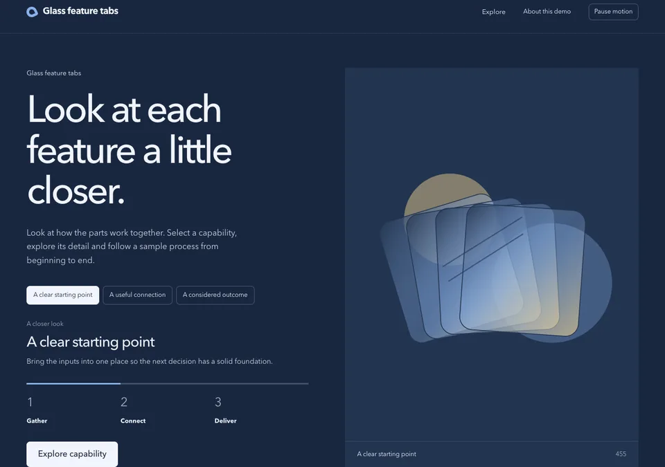 Glass feature tabs preview