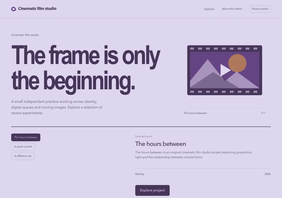 Cinematic film studio preview