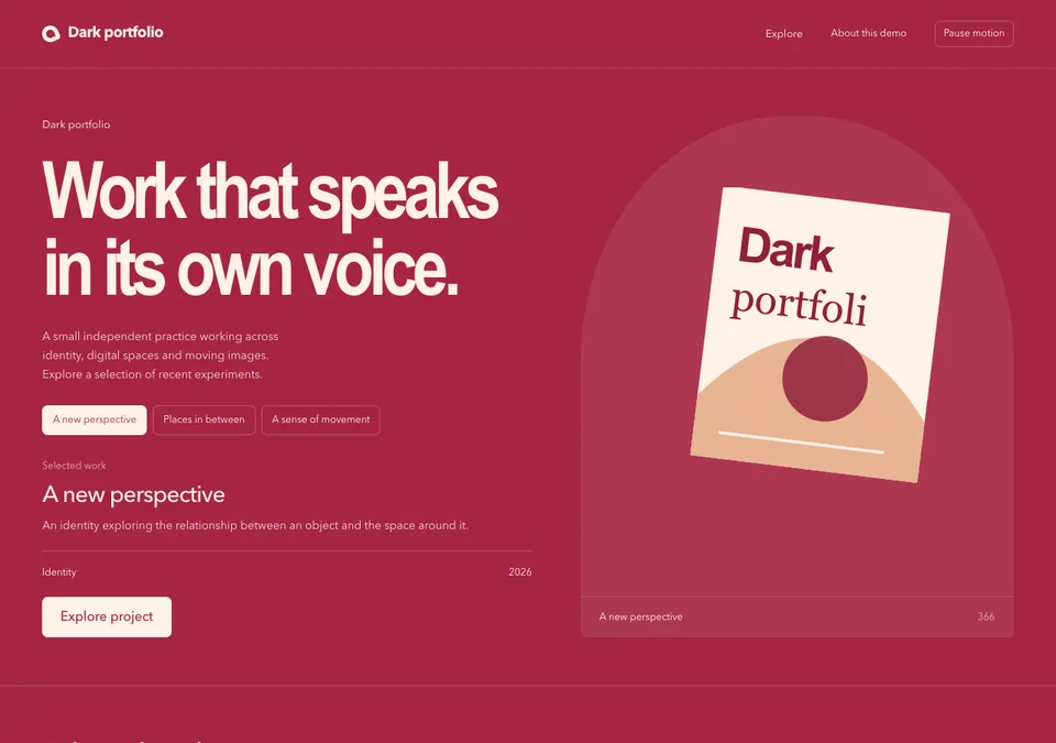 Dark portfolio preview