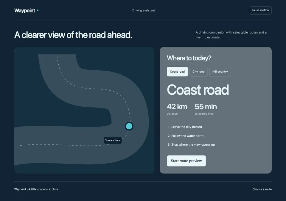 Driving assistant preview