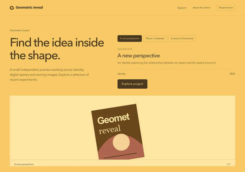 Geometric reveal preview