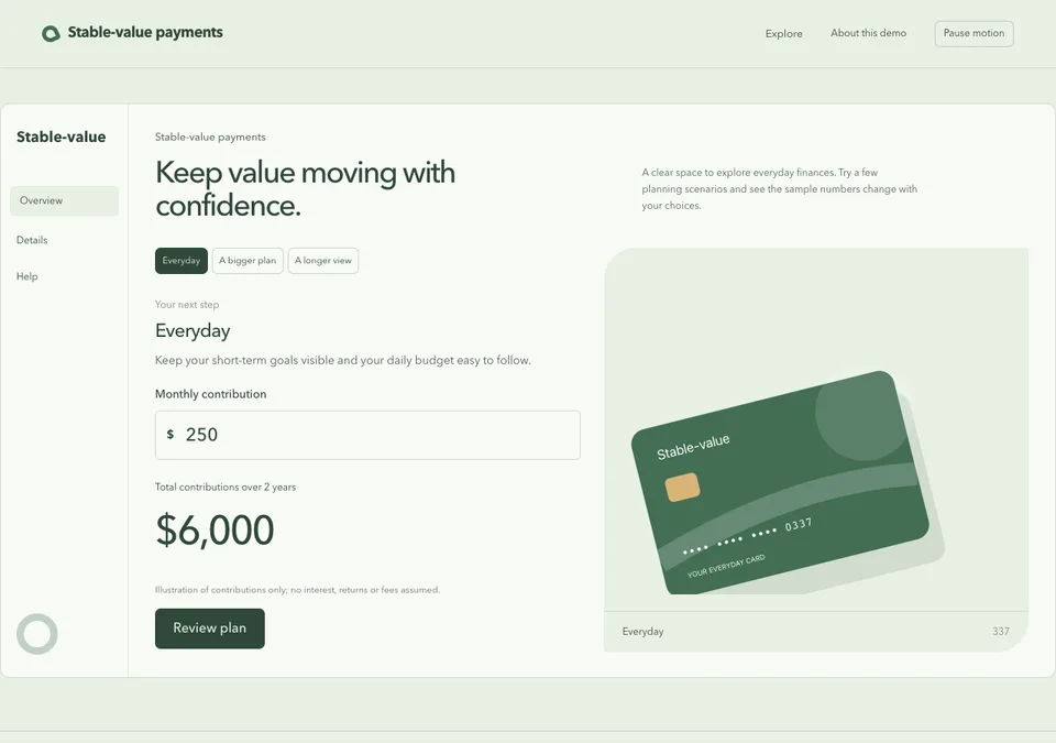 Stable-value payments preview