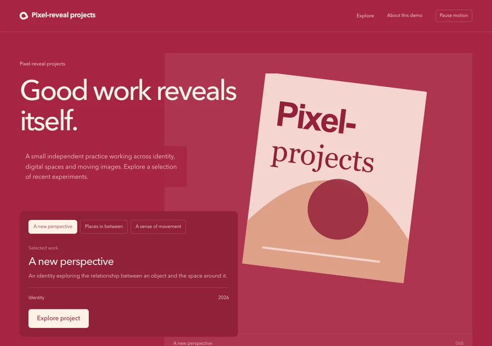 Pixel-reveal projects preview