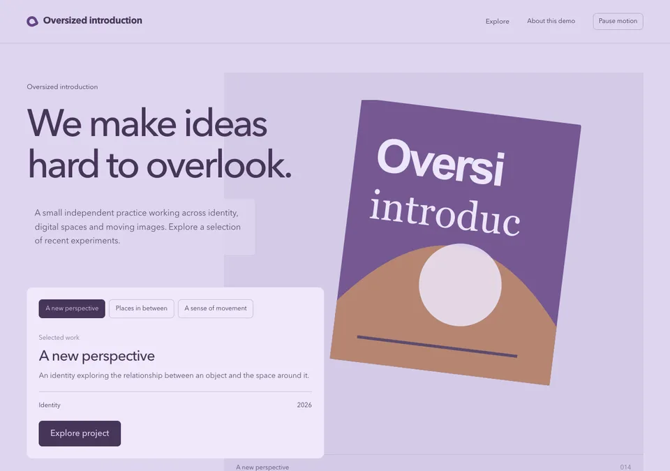 Oversized introduction design preview