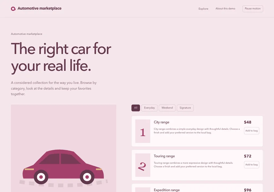 Automotive marketplace preview