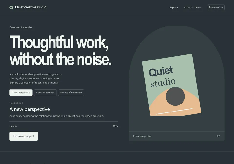 Quiet creative studio preview
