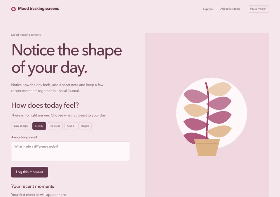 Mood tracking screens preview