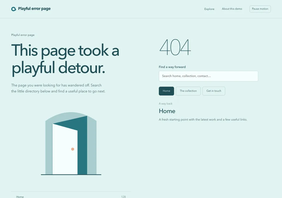 Playful error page preview