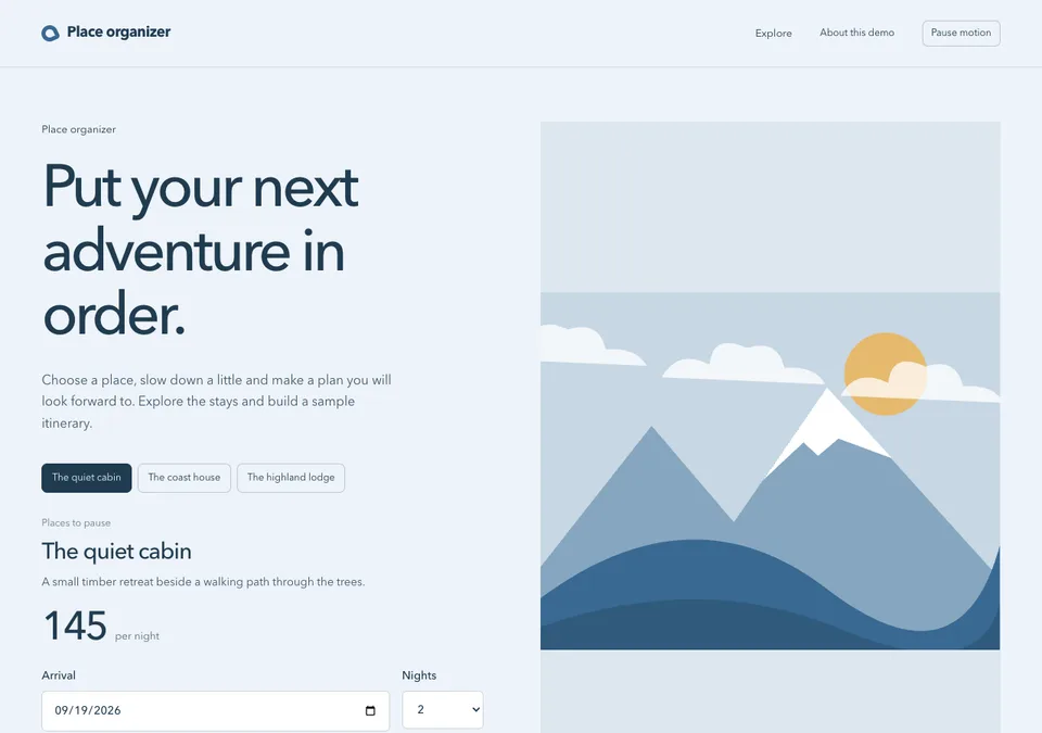 Place organizer preview