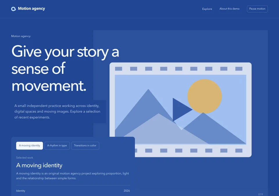 Motion agency design preview