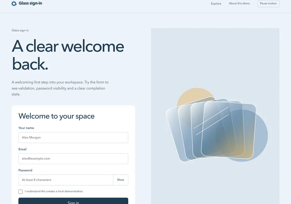 Glass sign-in preview