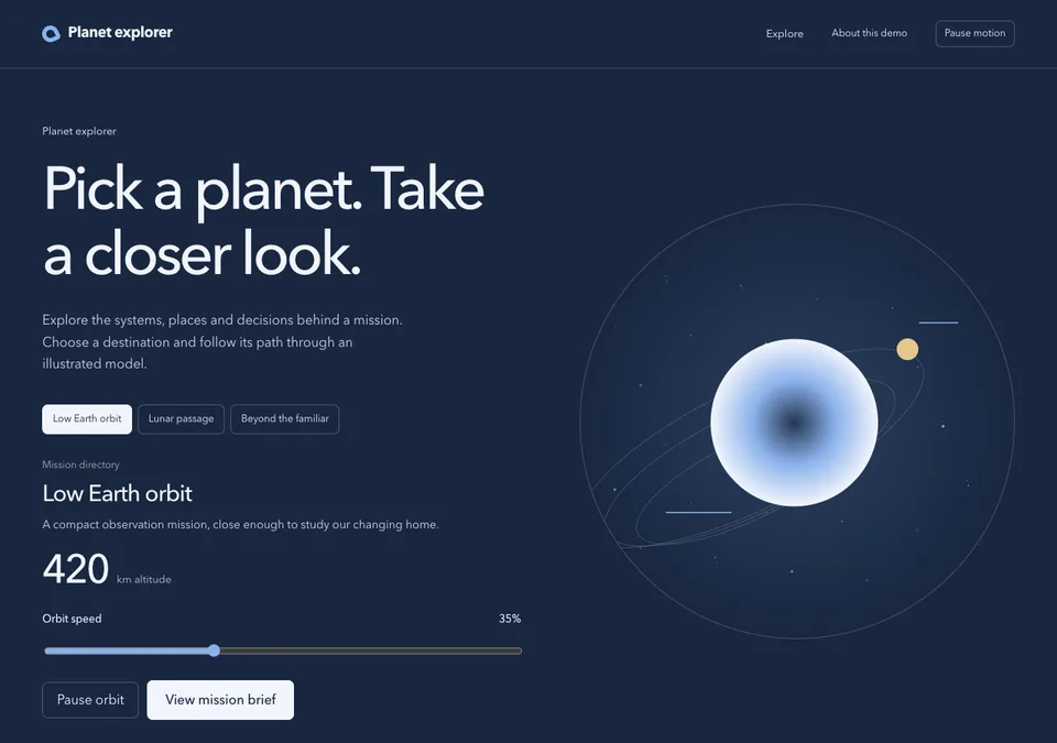 Planet explorer design preview