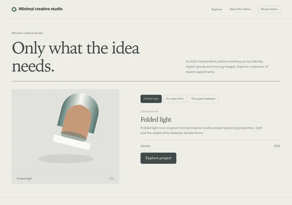 Minimal creative studio preview