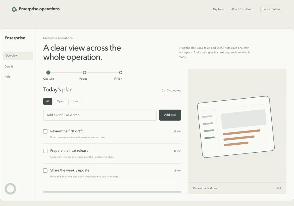 Enterprise operations preview