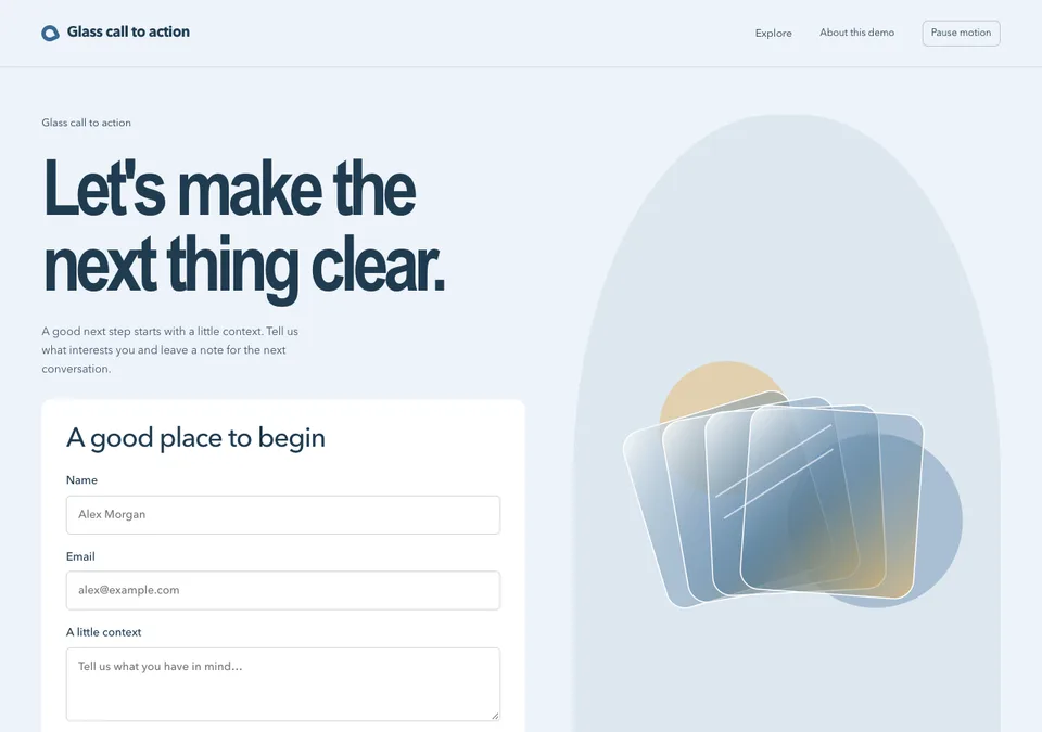 Glass call to action preview