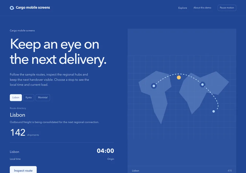 Cargo mobile screens preview