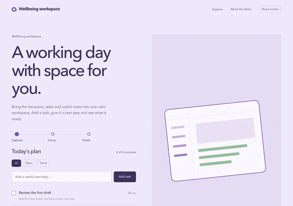 Wellbeing workspace preview