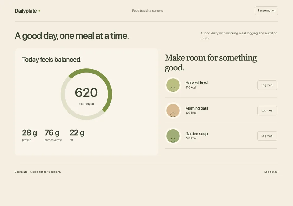 Food tracking screens preview