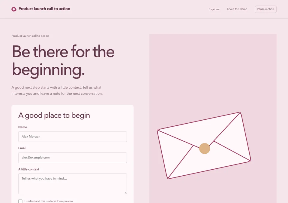 Product launch call to action preview