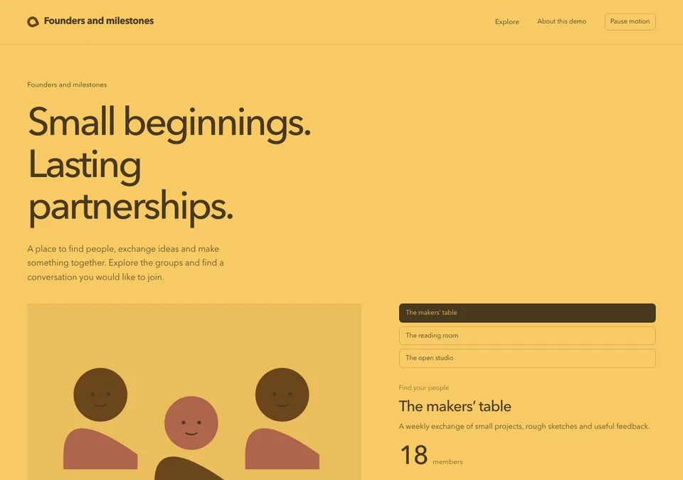 Founders and milestones design preview