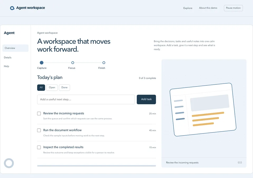 Agent workspace preview