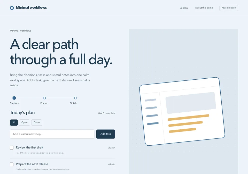 Minimal workflows preview