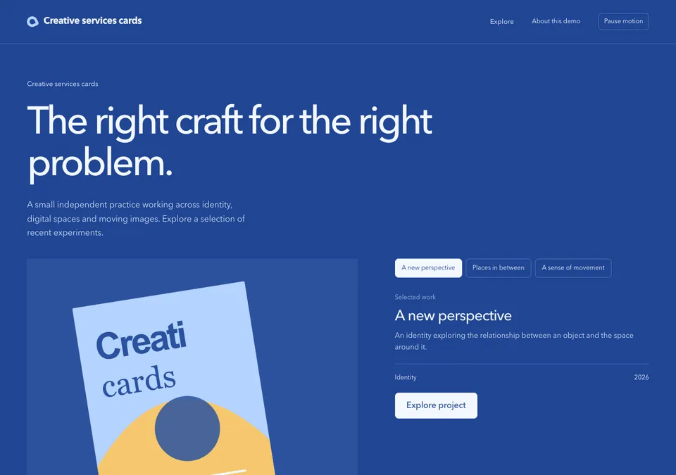 Creative services cards preview