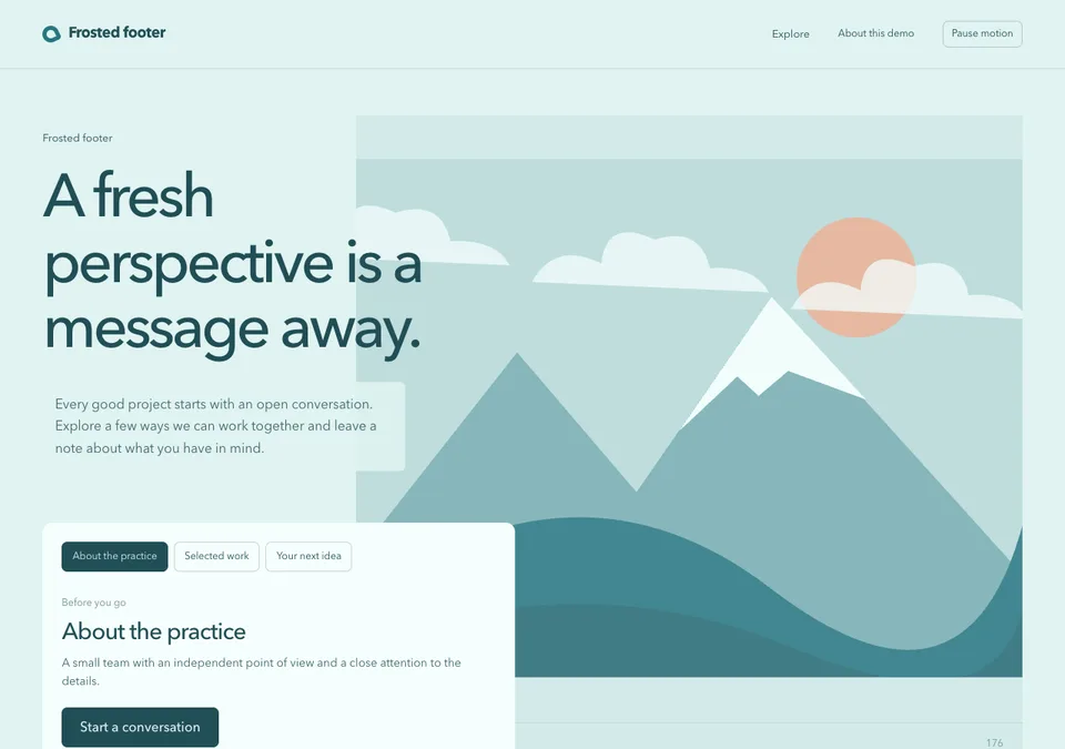 Frosted footer preview