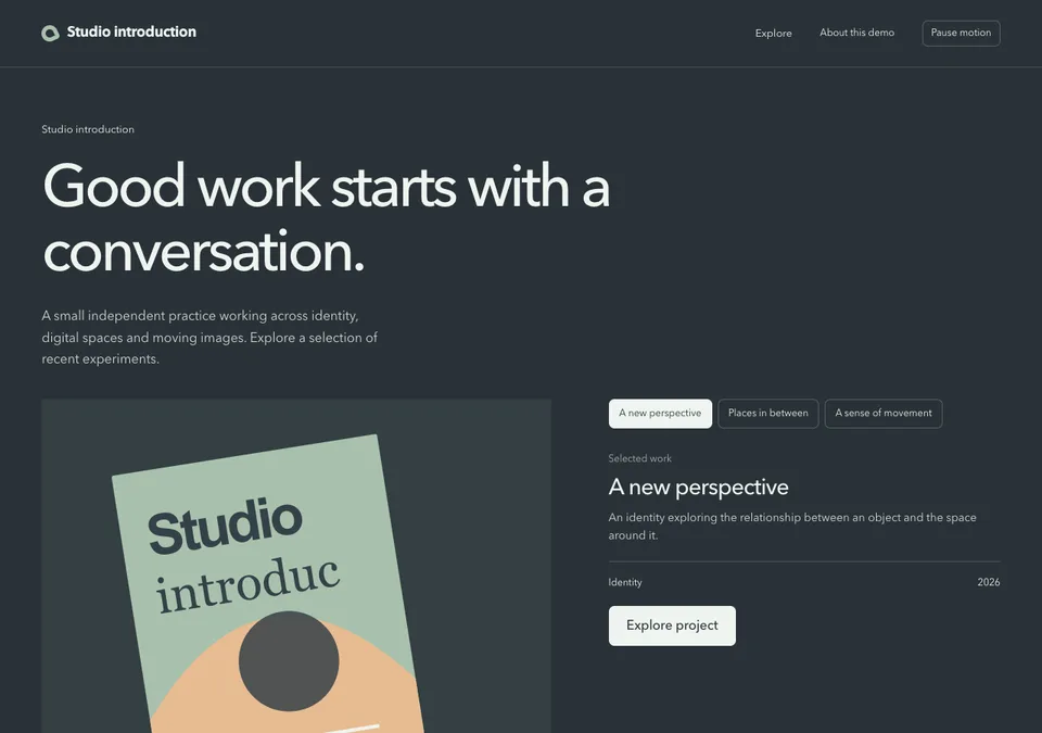 Studio introduction design preview