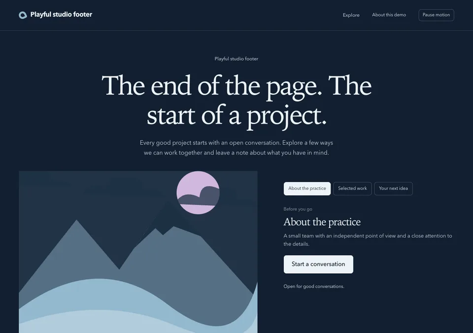 Playful studio footer preview