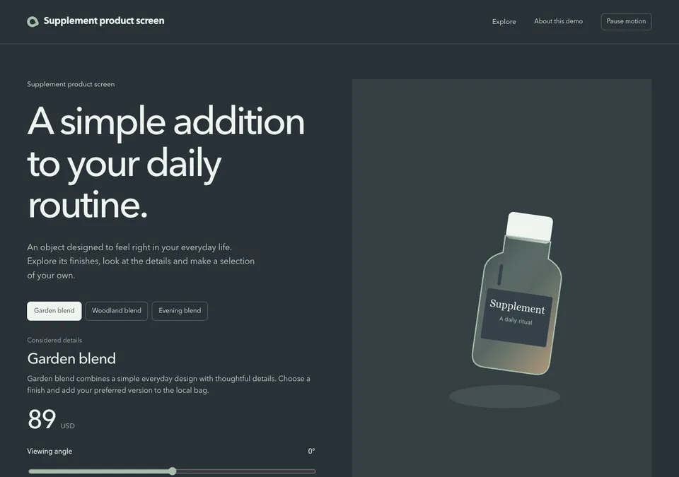 Supplement product screen preview