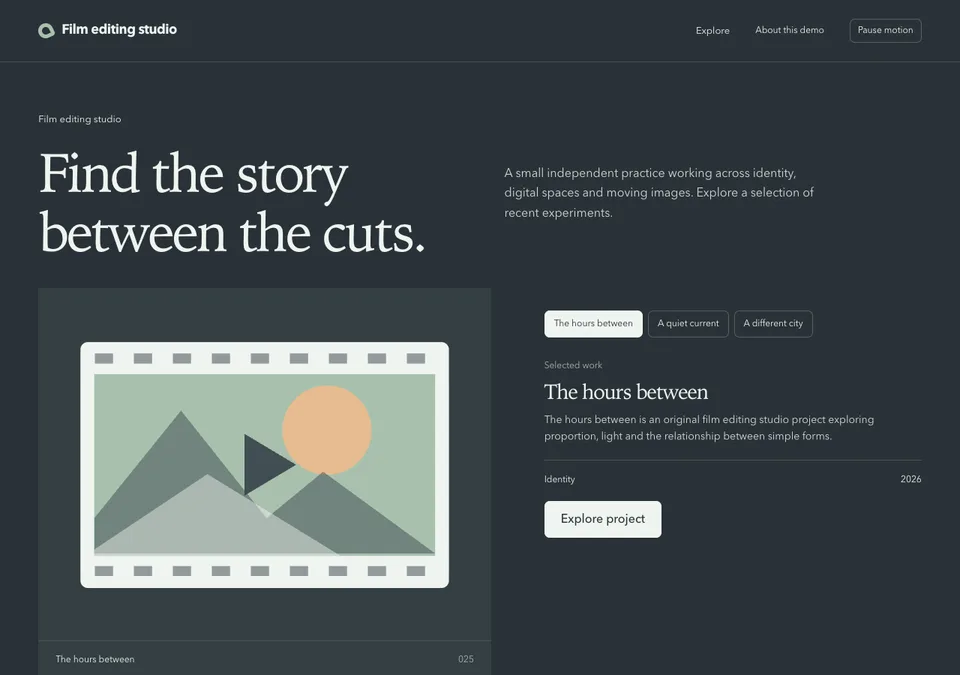 Film editing studio preview