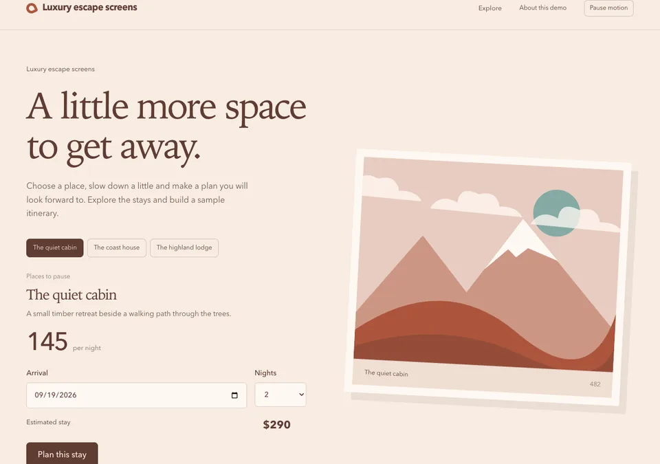 Luxury escape screens preview