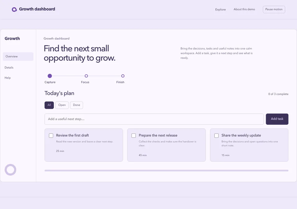 Growth dashboard preview