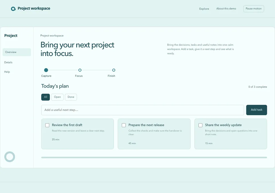 Project workspace preview