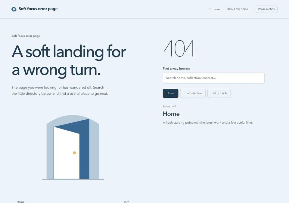 Soft-focus error page design preview