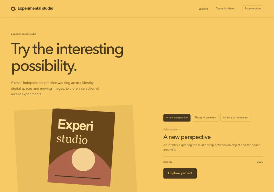 Experimental studio preview