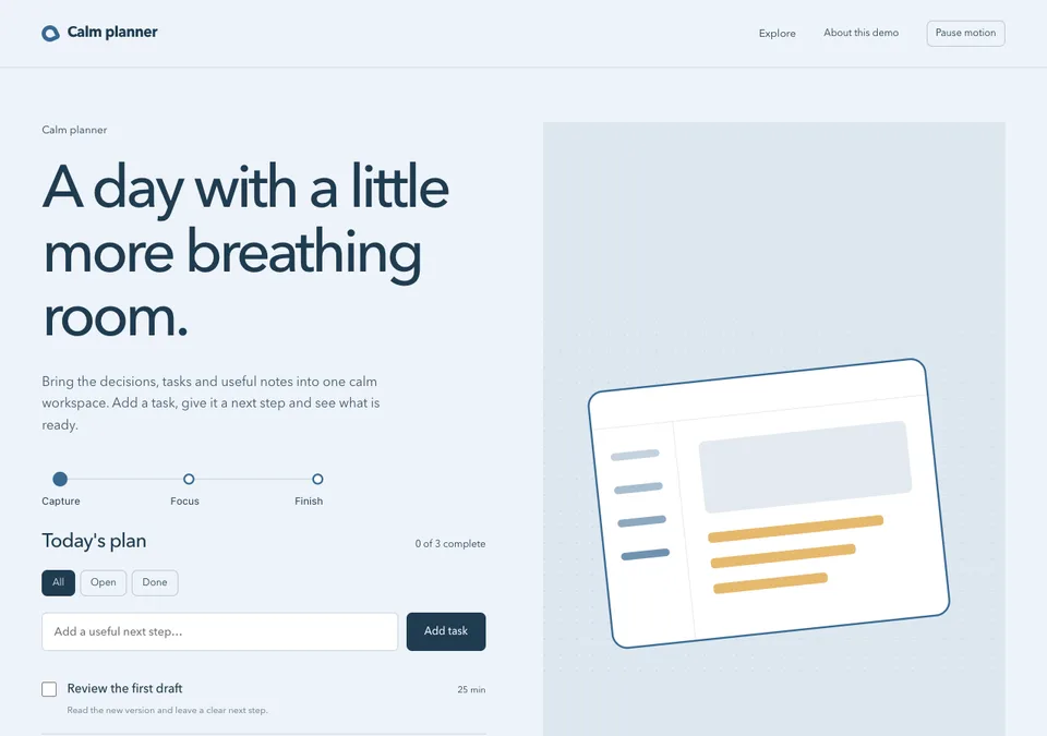 Calm planner preview