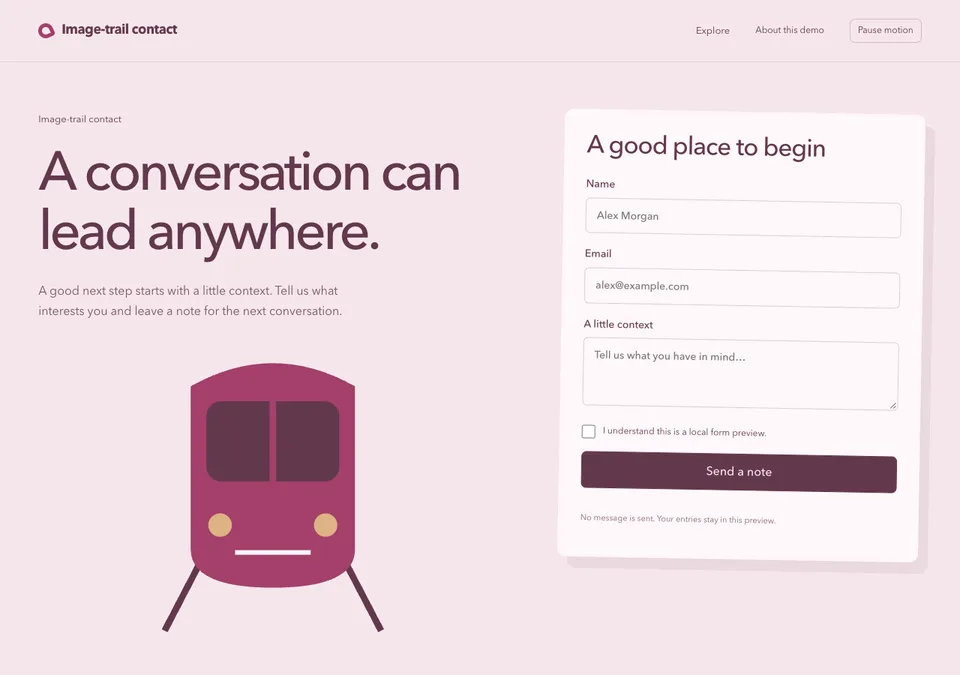 Image-trail contact preview